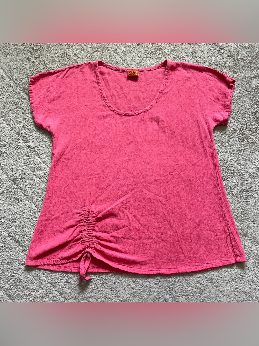 Oh My Gauze! Cotton Blouse Side Cinch Boxy Oversized Cottage Boho Sz 1 (S/M)